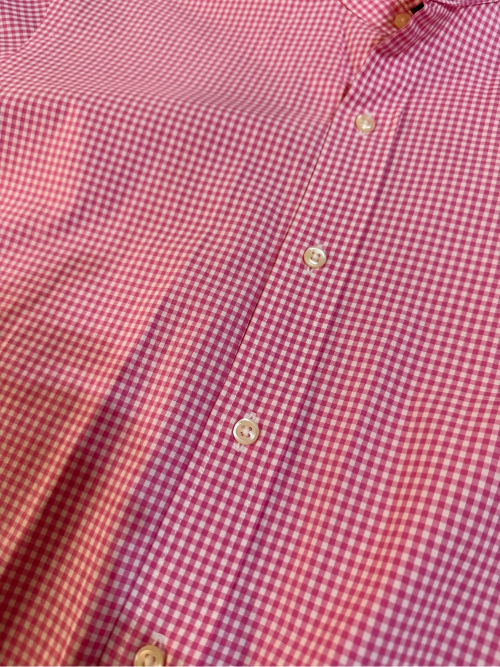 Upcycled Ralph Lauren Pink Gingham Ruffle Collar Button-Down Shirt - Picture 6 of 9